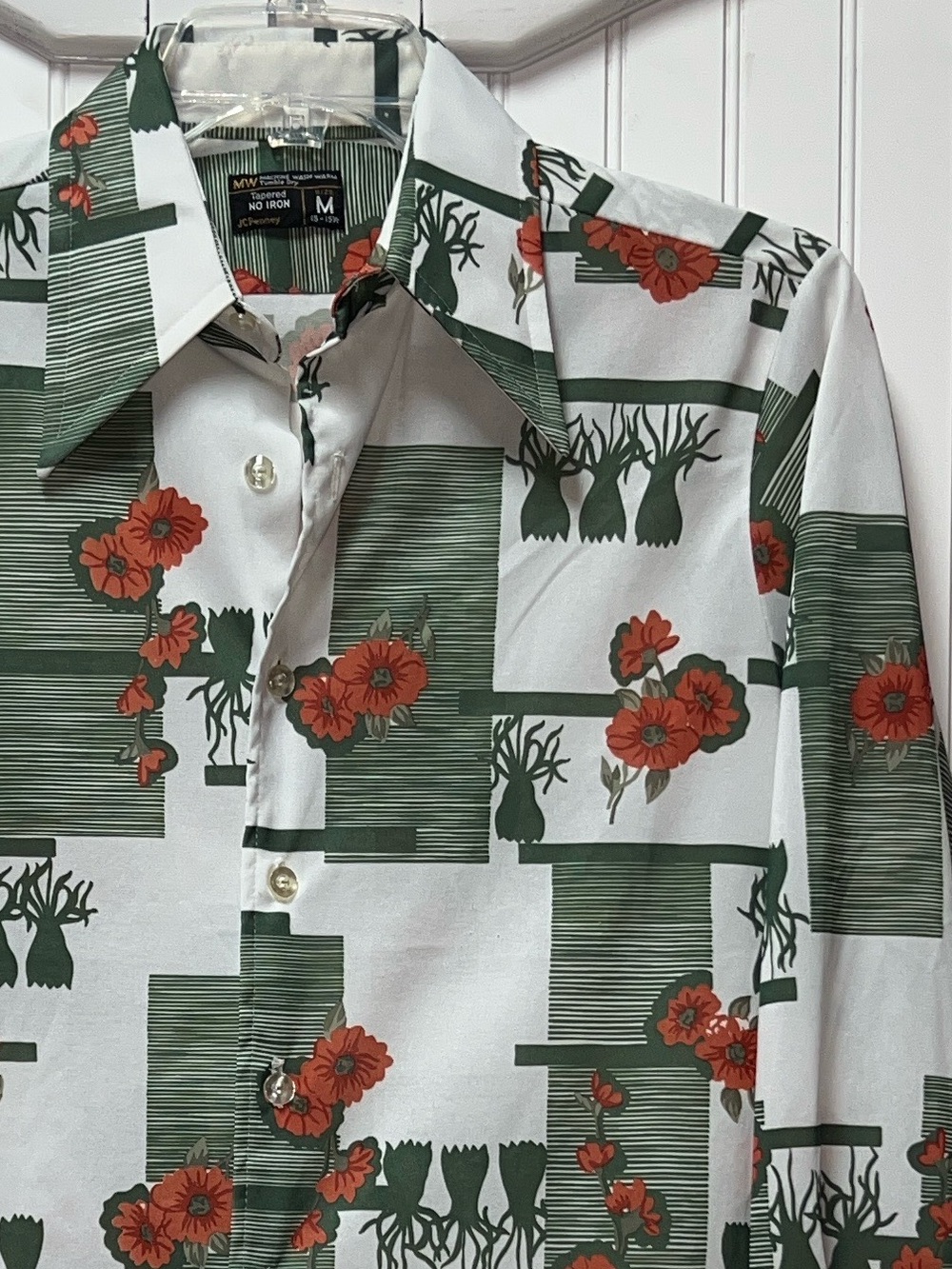 70s JCPenney Botanical Camp Shirt M Vintage